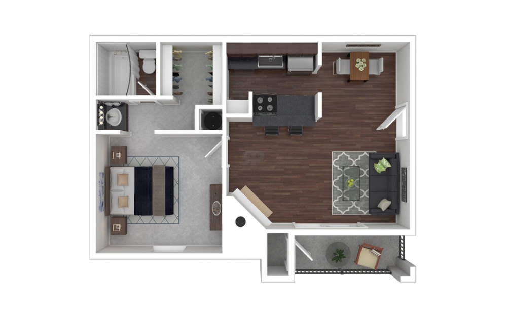 A A2 unit with 1 Bedrooms and 1 Bathrooms with area of 608 sq. ft