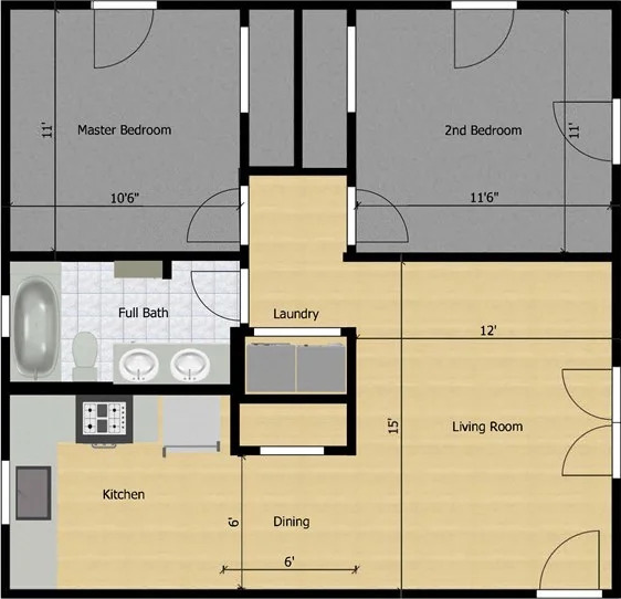 Greystone Floor Plan Shasta 2 Bed 1 Bath