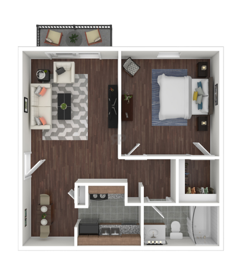 A 1 Bedroom 1 Bath unit with 1 Bedrooms and 1 Bathrooms with area of 643 sq. ft