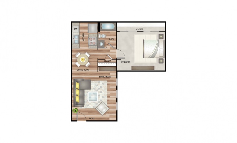 A A2 unit with 1 Bedrooms and 1 Bathrooms with area of 588 sq. ft