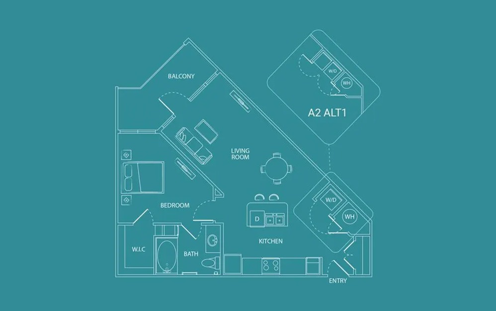 A A2 unit with 1 Bedrooms and 1 Bathrooms with area of 749 sq. ft