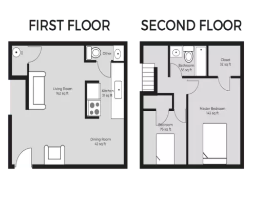 the floor plan for a two bedroom apartment at The Zen Apartments 